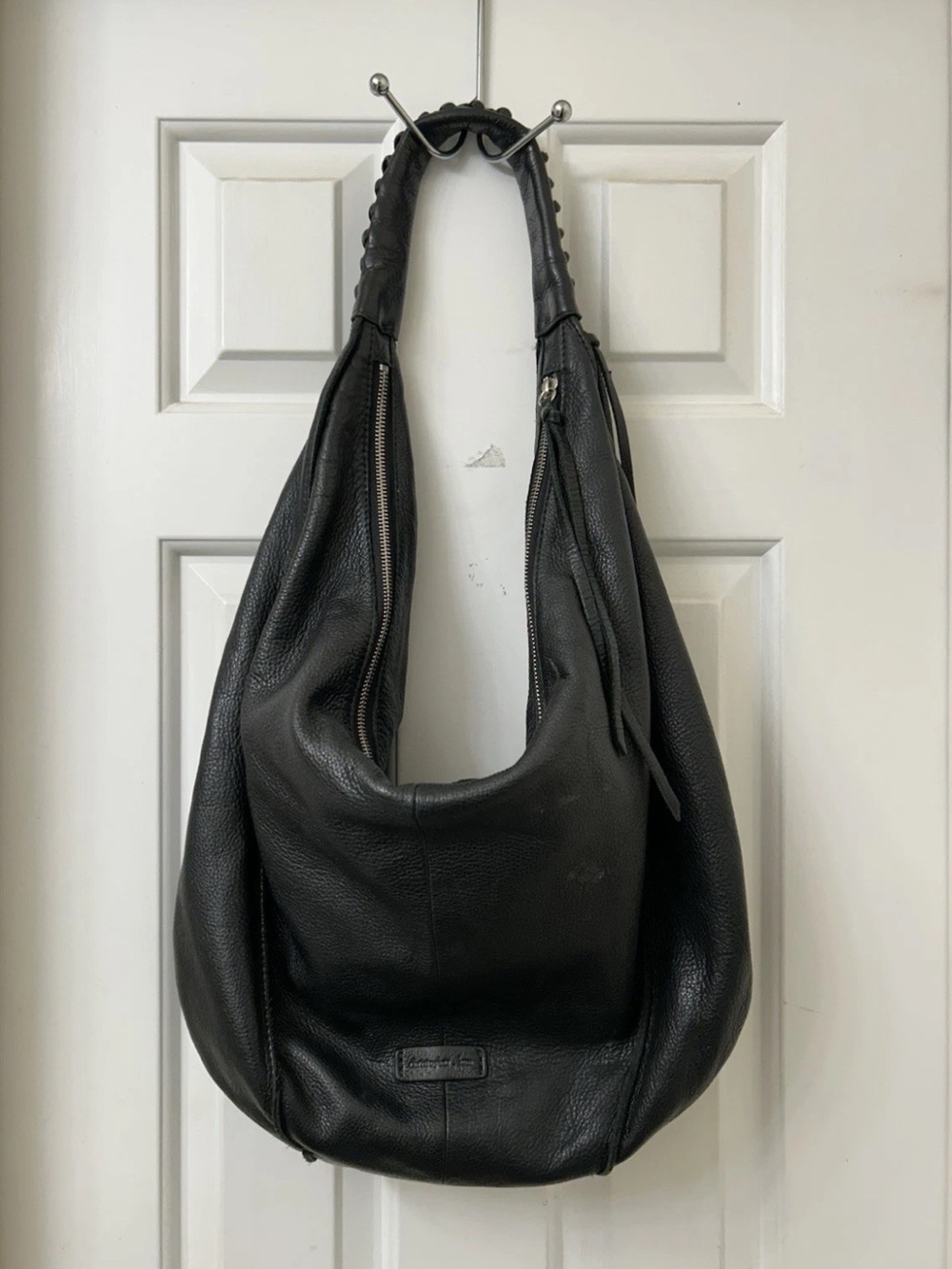 Christopher Kon  Extra Large Genuine Leather Hobo In Black